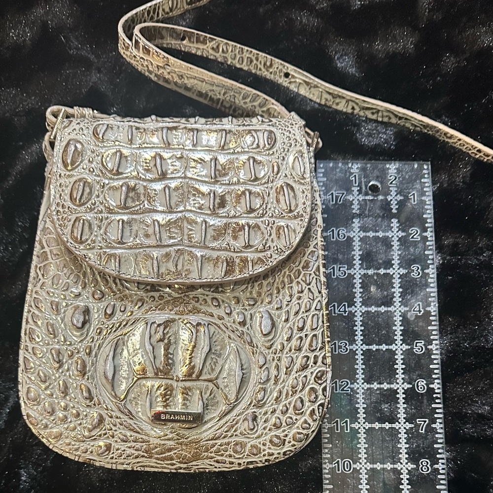 Brahmin Metallic Gold Embossed Shoulder Bag